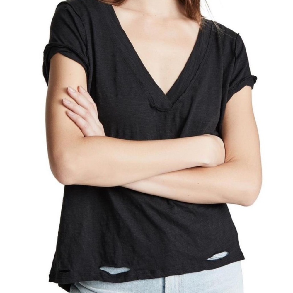 Free people black distressed t-shirt size extra small